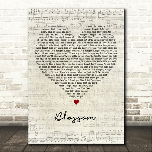 Dermot Kennedy Blossom Script Heart Song Lyric Wall Art Canvas Framed Print