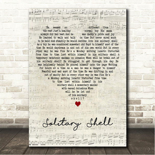 Dream Theater Solitary Shell Script Heart Song Lyric Wall Art Canvas Framed Print