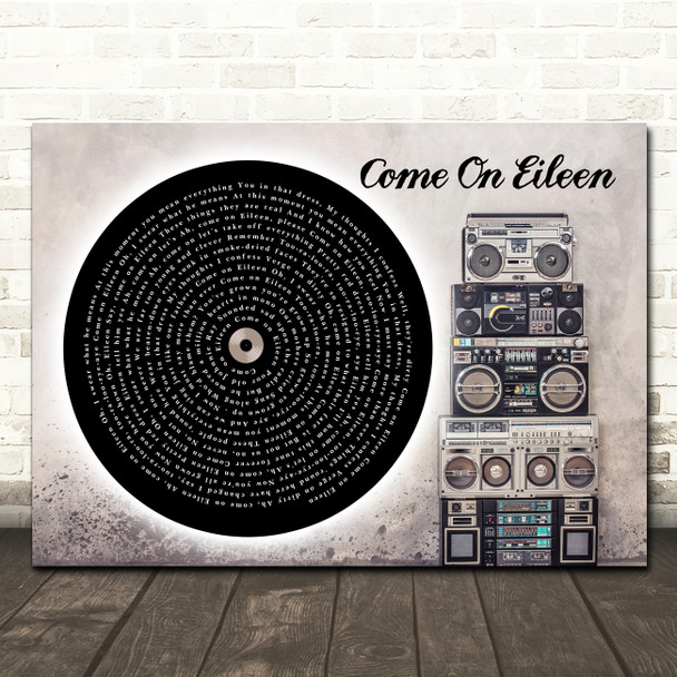 Dexys Midnight Runners Come On Eileen Vinyl Record & Boom Box Song Lyric Wall Art Canvas Framed Print