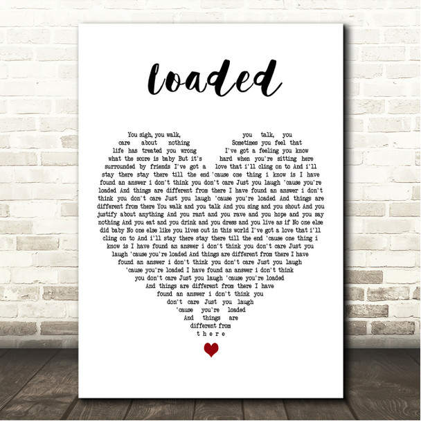 Deacon Blue Loaded White Heart Song Lyric Wall Art Canvas Framed Print
