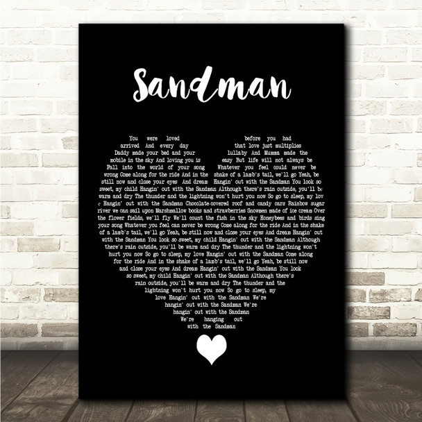 Ed Sheeran Sandman Black Heart Song Lyric Wall Art Canvas Framed Print