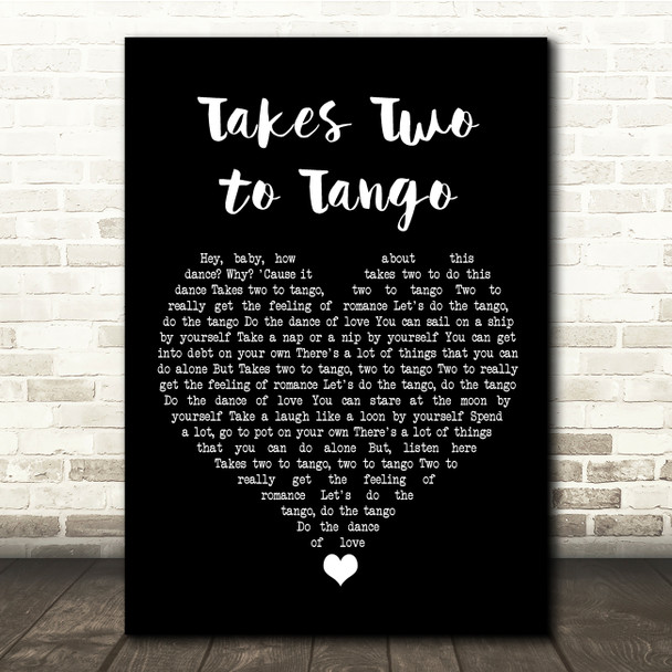 Louis Armstrong Takes Two to Tango Black Heart Song Lyric Quote Music Print