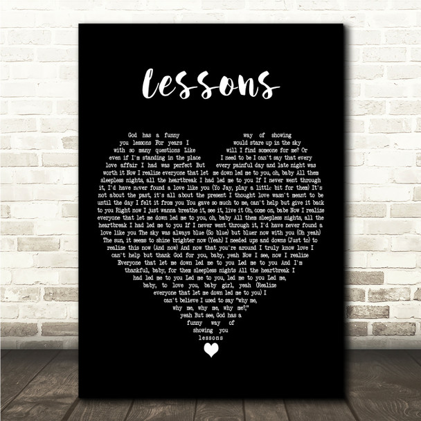 Eric Roberson Lessons Black Heart Song Lyric Wall Art Canvas Framed Print