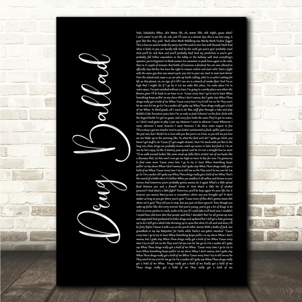 Eminem Drug Ballad Black Script Song Lyric Wall Art Canvas Framed Print