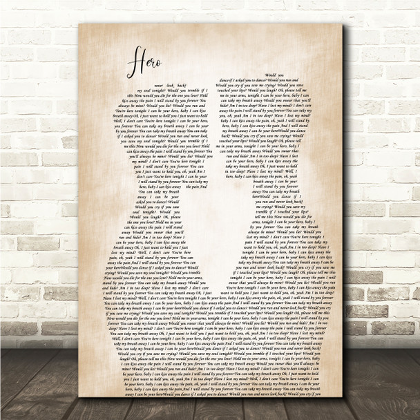 Enrique Iglesias Hero Two Men Gay Couple Wedding Song Lyric Wall Art Canvas Framed Print