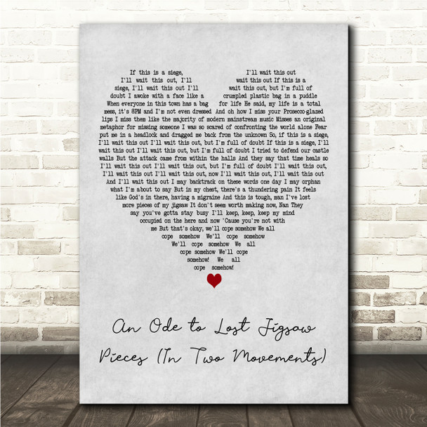Enter Shikari An Ode to Lost Jigsaw Pieces (In Two Movements) Grey Heart Song Lyric Wall Art Canvas Framed Print
