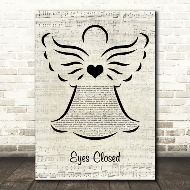 Ed Sheeran Eyes Closed Music Script Angel Song Lyric Wall Art Canvas Framed Print