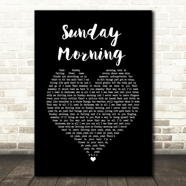 Maroon 5 Sunday Morning Black Heart Song Lyric Quote Music Print