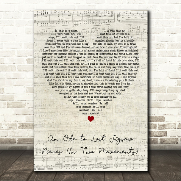 Enter Shikari An Ode to Lost Jigsaw Pieces (In Two Movements) Script Heart Song Lyric Wall Art Canvas Framed Print