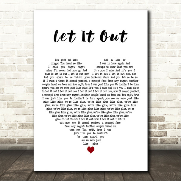 Ed Sheeran Let It Out White Heart Song Lyric Wall Art Canvas Framed Print