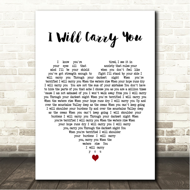 Ellie Holcomb I Will Carry Yo White Heart Song Lyric Wall Art Canvas Framed Print