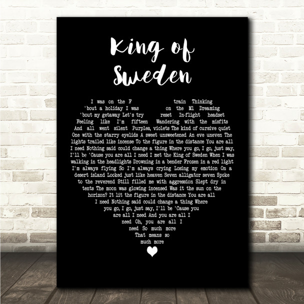 Future Islands King of Sweden Black Heart Song Lyric Wall Art Canvas Framed Print