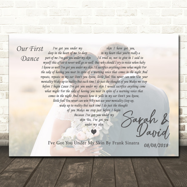 Frank Sinatra I've Got You Under My Skin Full Page Landscape Photo First Dance Wedding Song Lyric Wall Art Canvas Framed Print