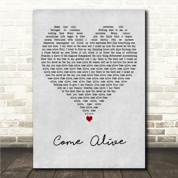 Foo Fighters Come Alive Grey Heart Song Lyric Wall Art Canvas Framed Print