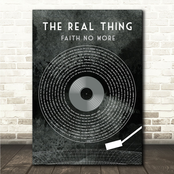 Faith No More The Real Thing Grunge Grey Vinyl Record Song Lyric Wall Art Canvas Framed Print