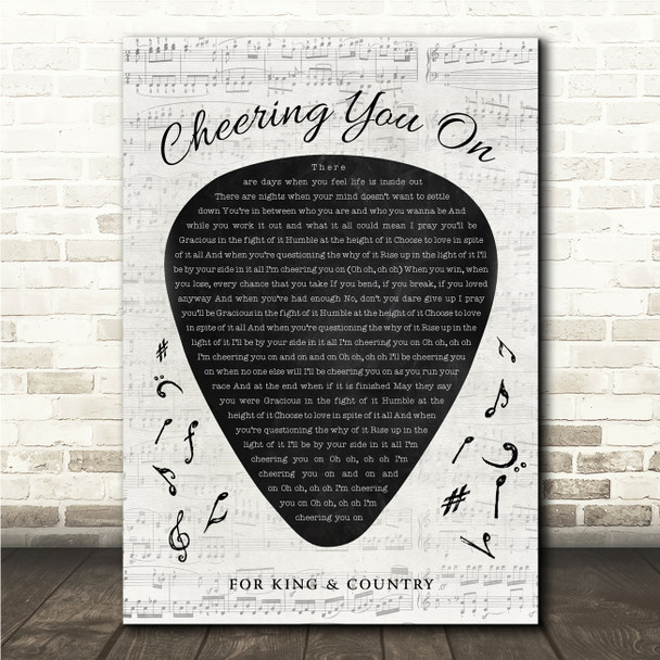 for KING & COUNTRY Cheering You On Guitar Pick Plectrum Song Lyric Wall Art Canvas Framed Print