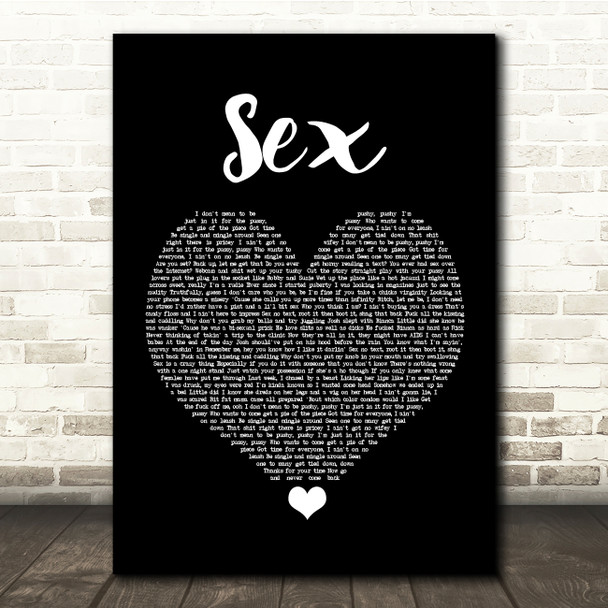 N-Dubz Sex Black Heart Song Lyric Quote Music Print