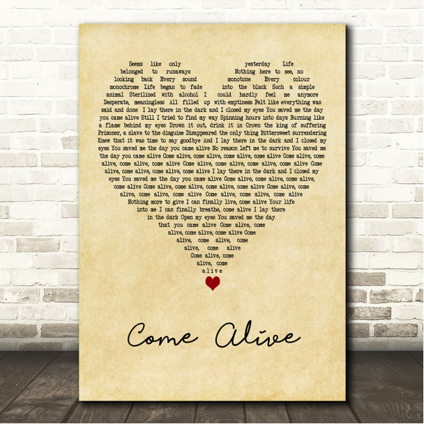 Foo Fighters Come Alive Vintage Heart Song Lyric Wall Art Canvas Framed Print