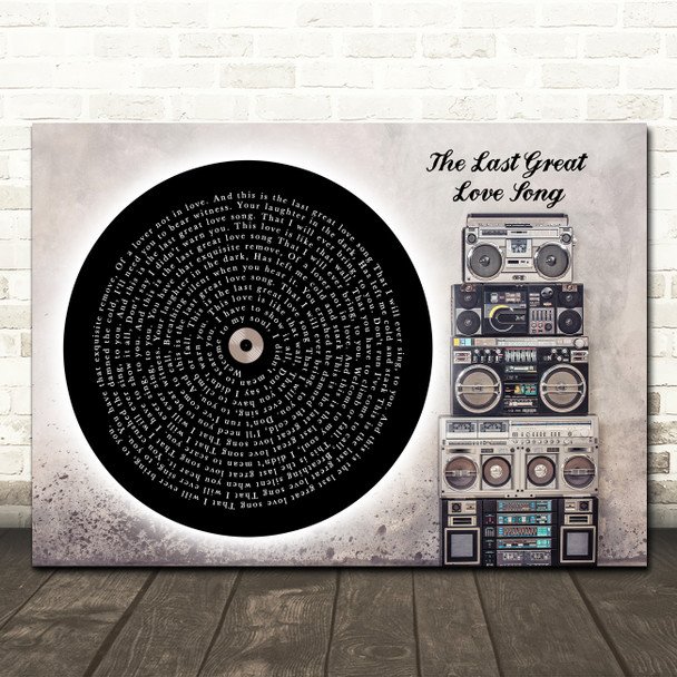 Finbar Furey The Last Great Love Song Vinyl Record & Boom Box Song Lyric Wall Art Canvas Framed Print