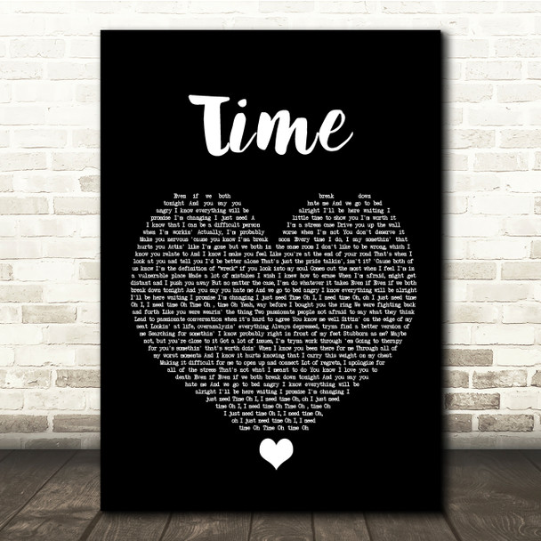 NF Time Black Heart Song Lyric Quote Music Print