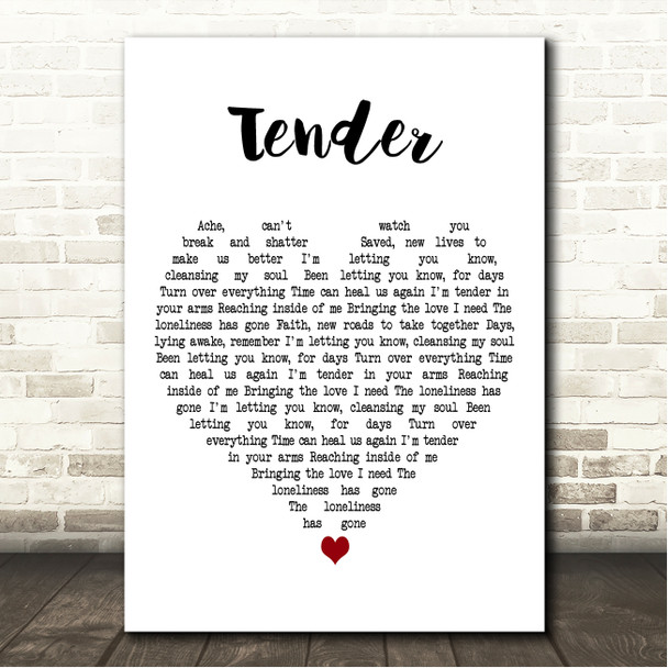 Feeder Tender White Heart Song Lyric Wall Art Canvas Framed Print