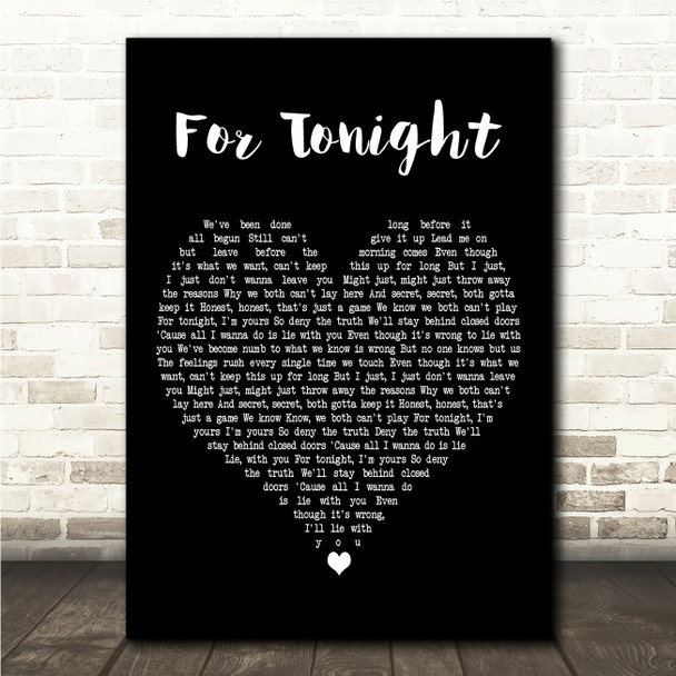 GIVEON For Tonight Black Heart Song Lyric Wall Art Canvas Framed Print