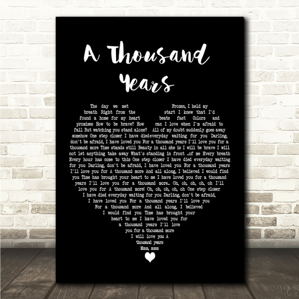 Glee Cast A Thousand Years Black Heart Song Lyric Wall Art Canvas Framed Print