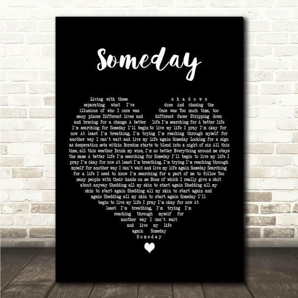 Godsmack Someday Black Heart Song Lyric Wall Art Canvas Framed Print