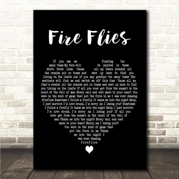Gorillaz Fire Flies Black Heart Song Lyric Wall Art Canvas Framed Print