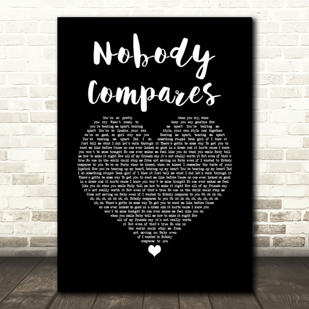 One Direction Nobody Compares Black Heart Song Lyric Quote Music Print