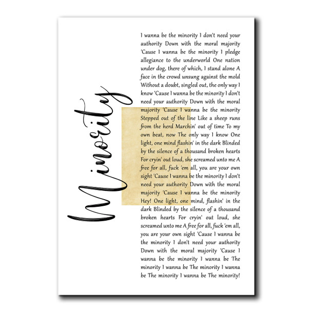 Green Day Minority Rustic Script Song Lyric Wall Art Canvas Framed Print