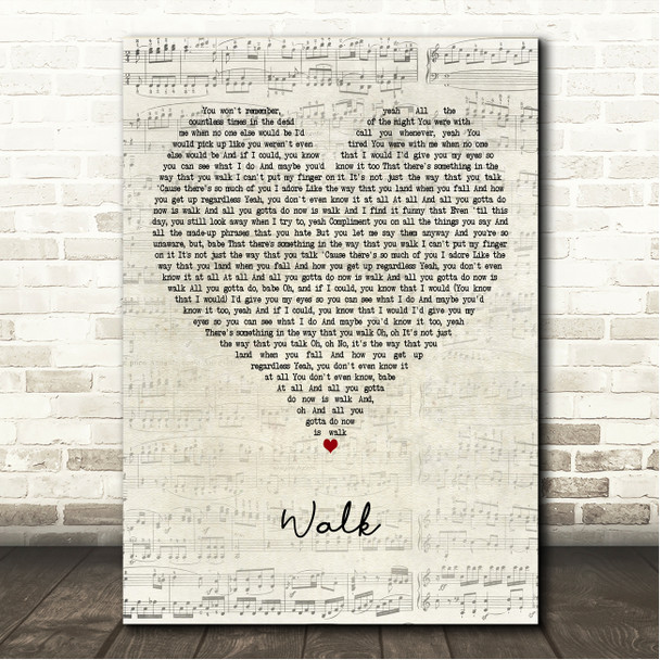 Griff Walk Script Heart Song Lyric Wall Art Canvas Framed Print