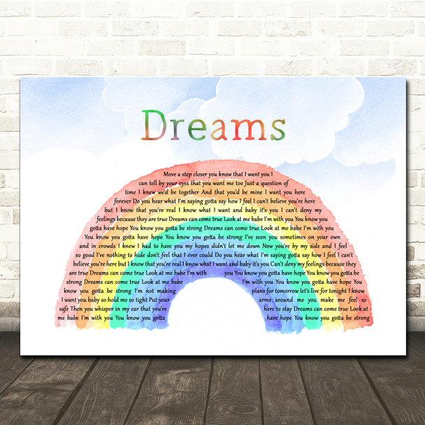 Gabrielle Dreams Watercolour Rainbow & Clouds Song Lyric Wall Art Canvas Framed Print