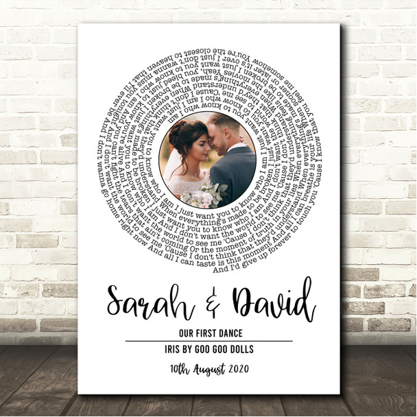 Goo Goo Dolls Iris White Vinyl Record Wedding First Dance Photo Song Lyric Wall Art Canvas Framed Print