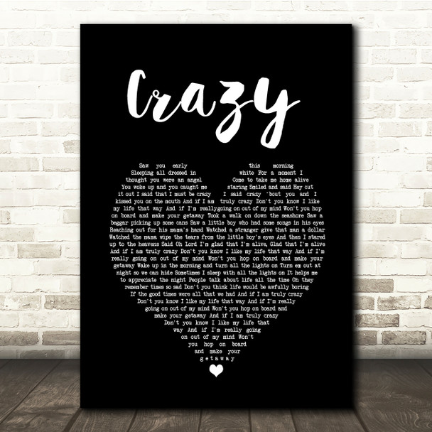 Pat Green Crazy Black Heart Song Lyric Quote Music Print