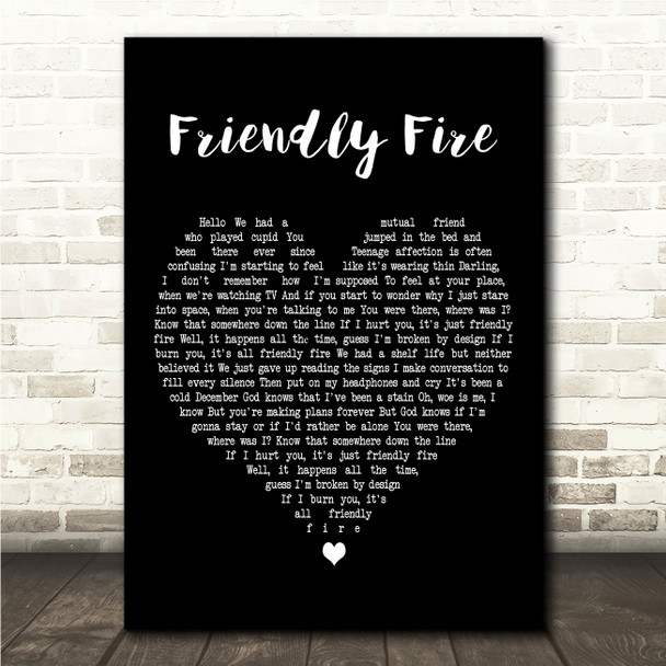 Holly Humberstone Friendly Fire Black Heart Song Lyric Wall Art Canvas Framed Print