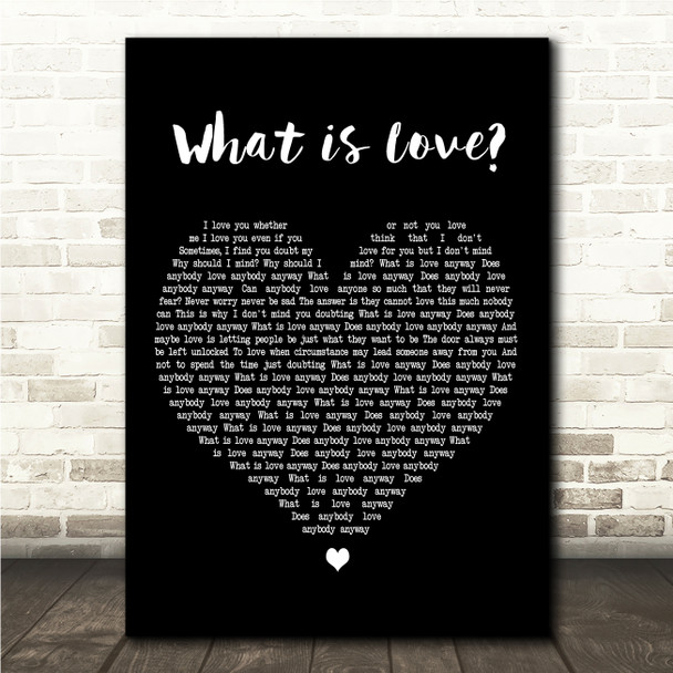 Howard Jones What is Love Black Heart Song Lyric Wall Art Canvas Framed Print