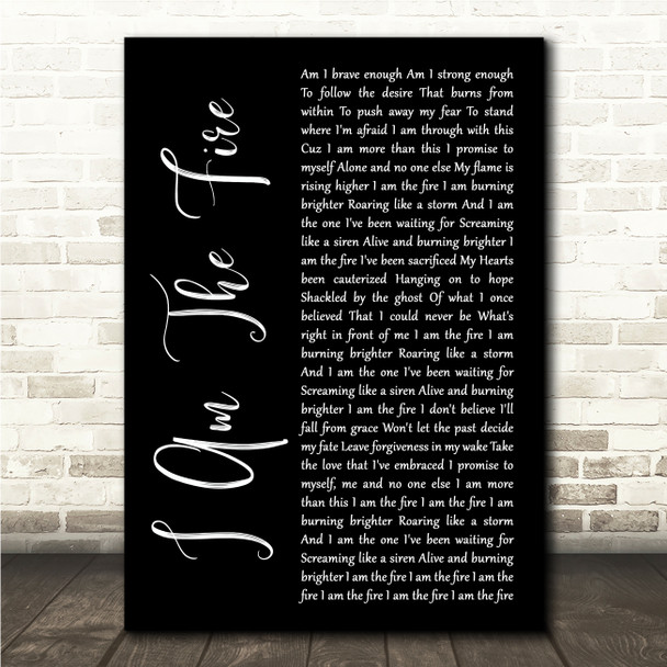 Halestorm I Am The Fire Black Script Song Lyric Wall Art Canvas Framed Print