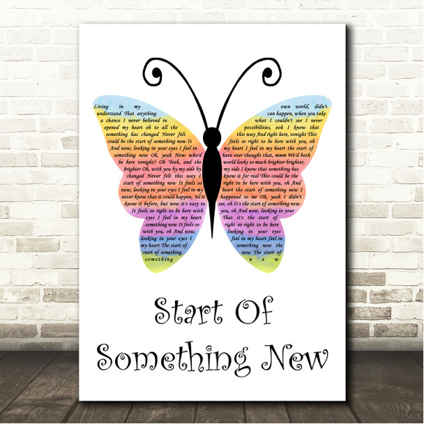 High School Musical Cast Start Of Something New Rainbow Butterfly Song Lyric Wall Art Canvas Framed Print