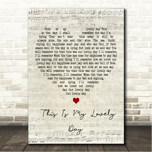 Harry Secombe This Is My Lovely Day Script Heart Song Lyric Wall Art Canvas Framed Print