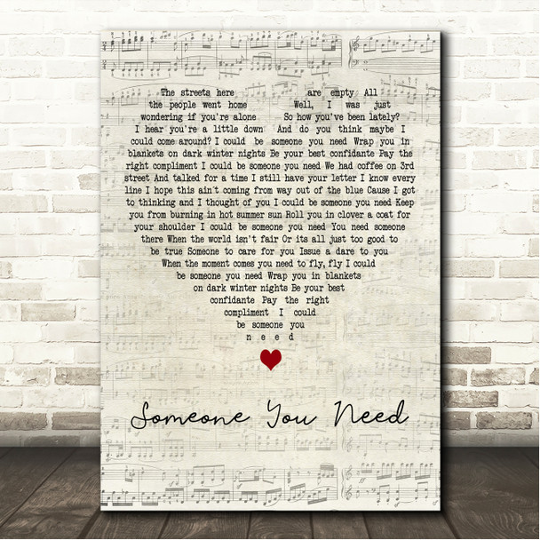 Howard Jones Someone You Need Script Heart Song Lyric Wall Art Canvas Framed Print