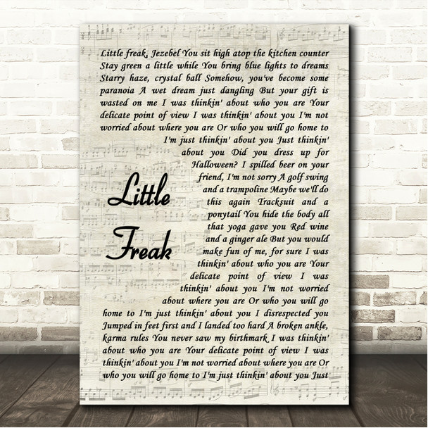 Harry Styles Little Freak Vintage Script Song Lyric Wall Art Canvas Framed Print