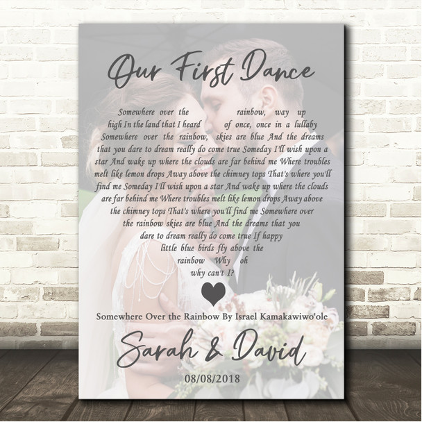 Israel Kamakawiwo'ole Somewhere Over the Rainbow Full Page Portrait Photo First Dance Wedding Song Lyric Wall Art Canvas Framed Print