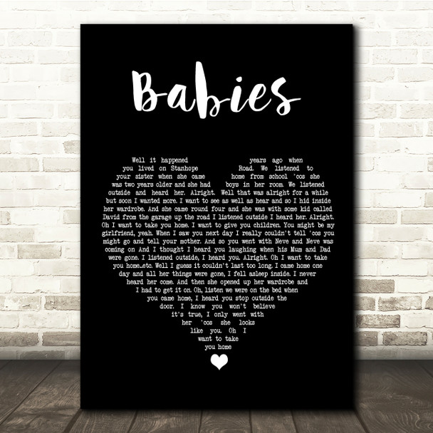 Pulp Babies Black Heart Song Lyric Quote Music Print