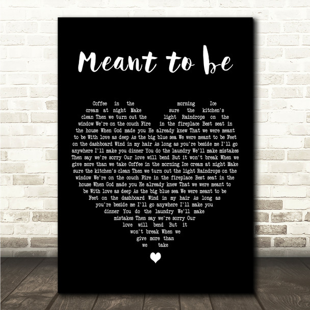 JJ Heller Meant to be Black Heart Song Lyric Wall Art Canvas Framed Print