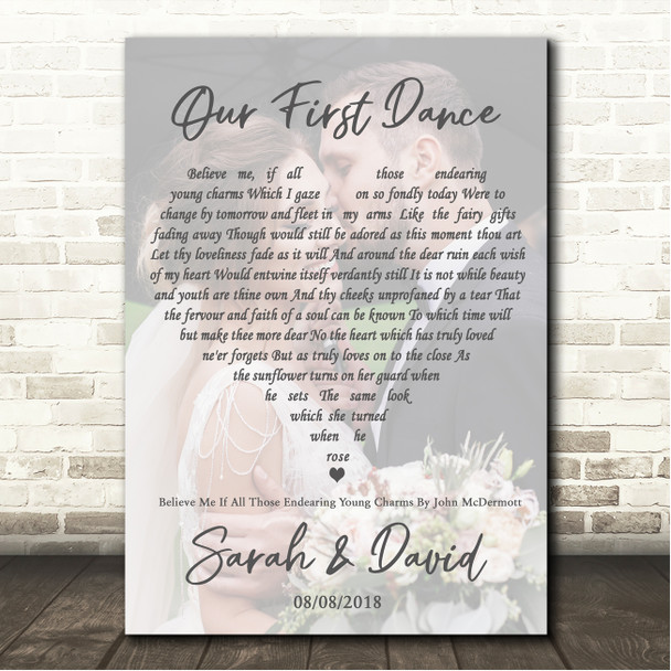 John McDermott Believe Me If All Those Endearing Young Charms Full Page Portrait Photo First Dance Wedding Song Lyric Wall Art Canvas Framed Print