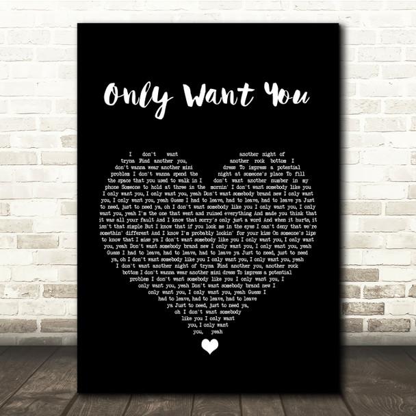 Rita Ora Only Want You Black Heart Song Lyric Quote Music Print