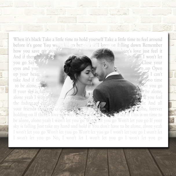 James Morrison I Won't Let You Go Landscape Smudge White Grey Wedding Photo Song Lyric Wall Art Canvas Framed Print