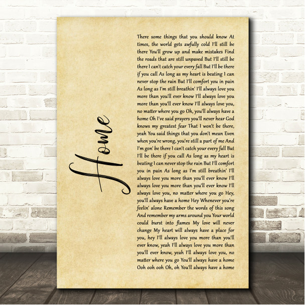 John Legend Home Rustic Script Song Lyric Wall Art Canvas Framed Print