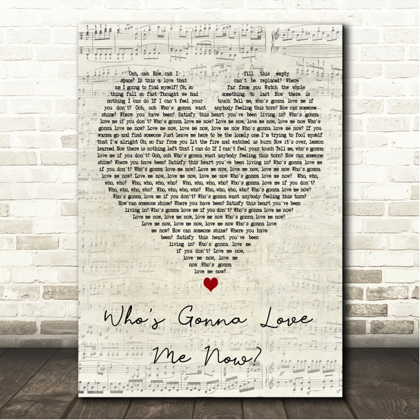James Morrison Whos Gonna Love Me Now Script Heart Song Lyric Wall Art Canvas Framed Print